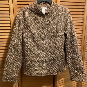 Natalie & Me Brown and Tan Leopard Print Quilted Blade Collar Lightweight Jacket